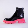 Stivaletti Chelsea in pelle nera con suola rosa fluo - EU37/US7
