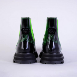 Stivaletti Chelsea con inserti fluo in pelle nera - EU37.5/US7.5
