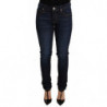 Jeans skinny in denim a vita bassa in cotone blu scuro - W30