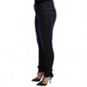Jeans skinny in denim a vita bassa in cotone blu scuro - W30
