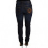 Jeans skinny in denim a vita bassa in cotone blu scuro - W30