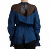 Camicetta top vita elasticizzata maniche lunghe seta blu - IT40-S