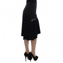 Gonna dritta elasticizzata in cotone blu nero - IT42-M