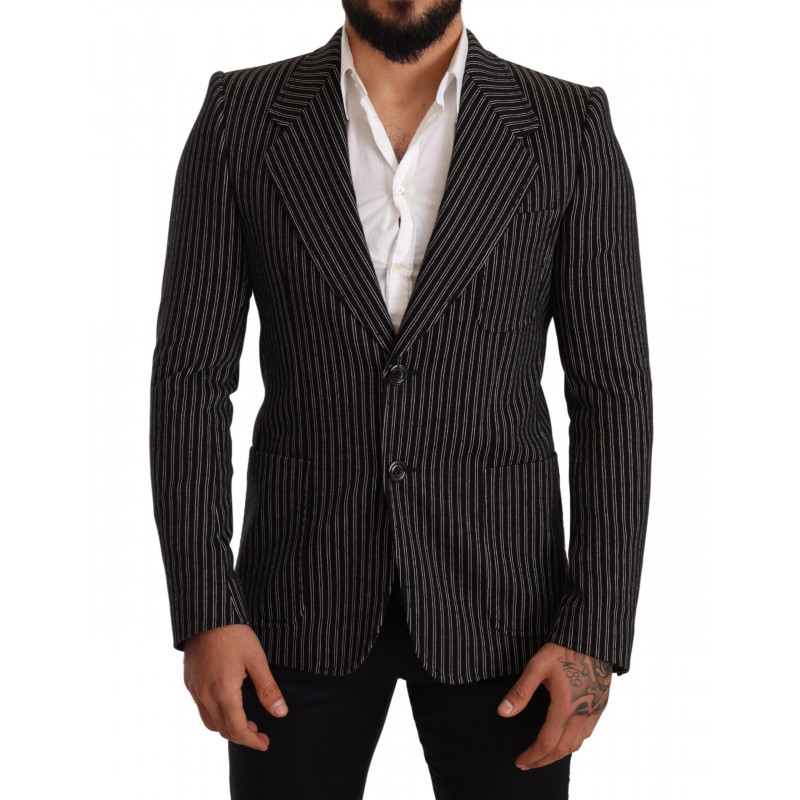 Blazer cappotto slim fit in lana a righe nere - IT48 - M