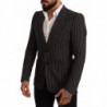Blazer cappotto slim fit in lana a righe nere - IT48 - M