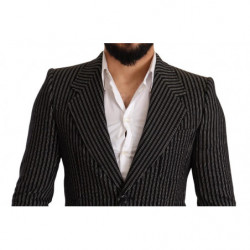 Blazer cappotto slim fit in lana a righe nere - IT48 - M