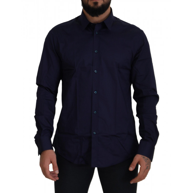 Camicia di tendenza per abito formale in cotone blu scuro - IT42 - XL