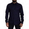 Camicia di tendenza per abito formale in cotone blu scuro - IT42 - XL