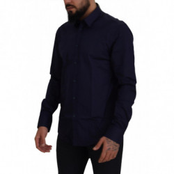 Camicia di tendenza per abito formale in cotone blu scuro - IT42 - XL