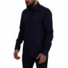 Camicia di tendenza per abito formale in cotone blu scuro - IT42 - XL