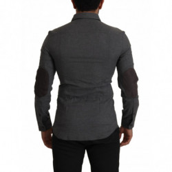 Camicia da uomo casual in cotone grigio scuro - IT44 - XS