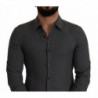 Camicia da uomo casual in cotone grigio scuro - IT44 - XS