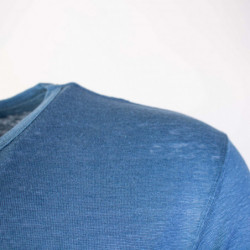 T-Shirt Misto Lana Blu Polvere - IT56 - 3XL