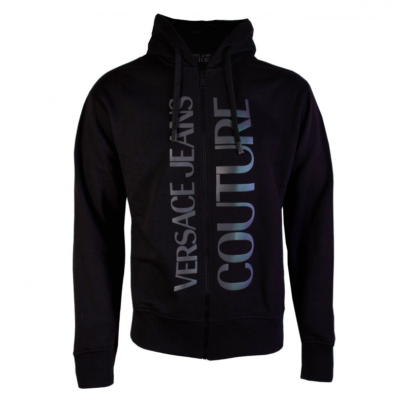Felpa con zip in cotone nero - XL