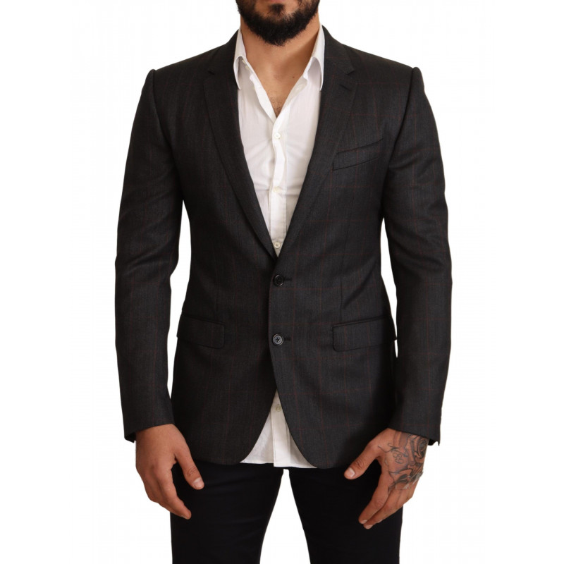 Giacca blazer slim fit in lana a quadri grigi - IT48 - M
