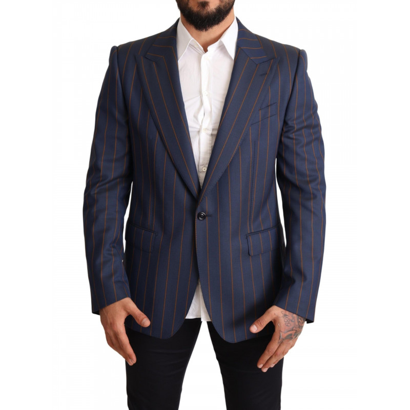 Giacca blazer slim fit in lana a righe blu - IT54 - XL