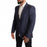 Giacca blazer slim fit in lana a righe blu - IT54 - XL