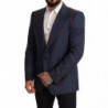 Giacca blazer slim fit in lana a righe blu - IT54 - XL