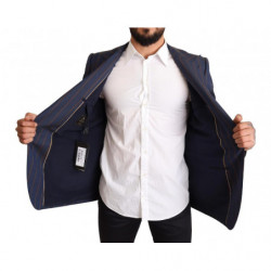 Giacca blazer slim fit in lana a righe blu - IT54 - XL
