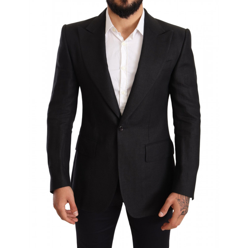Blazer da giacca slim fit in lino nero - IT48 - M