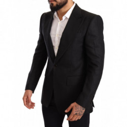 Blazer da giacca slim fit in lino nero - IT48 - M
