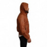 Giacca con cappuccio in pelle di agnello in pelle marrone - IT48 - M