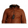 Giacca con cappuccio in pelle di agnello in pelle marrone - IT48 - M