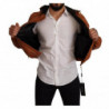 Giacca con cappuccio in pelle di agnello in pelle marrone - IT48 - M