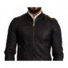 Giacca bomber da uomo con zip intera in pelle blu - IT50 - L