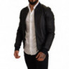 Giacca bomber da uomo con zip intera in pelle blu - IT50 - L