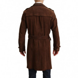 Giacca da uomo trench lungo in pelle marrone - IT48 - M