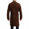 Giacca da uomo trench lungo in pelle marrone - IT48 - M