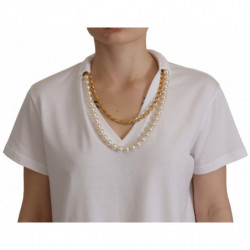 Top T-shirt con scollo impreziosito da collana bianca - IT42-M