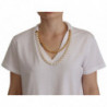 Top T-shirt con scollo impreziosito da collana bianca - IT42-M