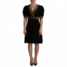 Abito al ginocchio a trapezio leopardato nero - IT38-XS