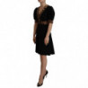 Abito al ginocchio a trapezio leopardato nero - IT38-XS