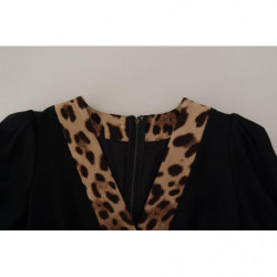 Abito al ginocchio a trapezio leopardato nero - IT38-XS