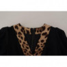 Abito al ginocchio a trapezio leopardato nero - IT38-XS