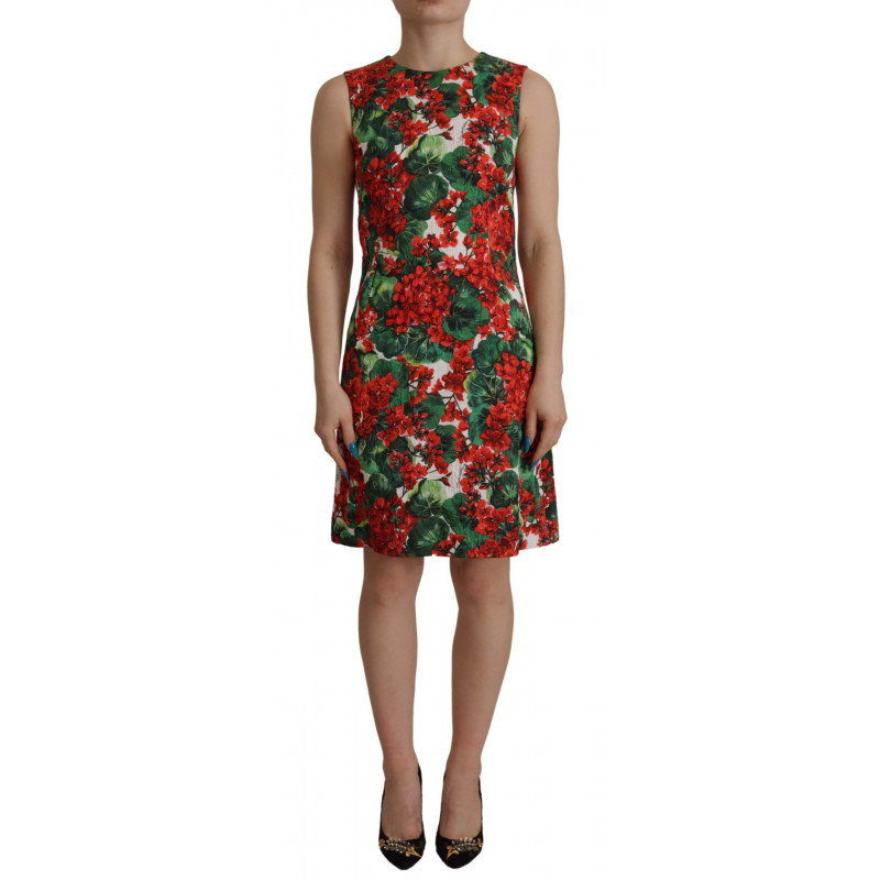 Abito al ginocchio in cotone geranio multicolore - IT36-XXS