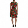 Abito al ginocchio in cotone geranio multicolore - IT36-XXS