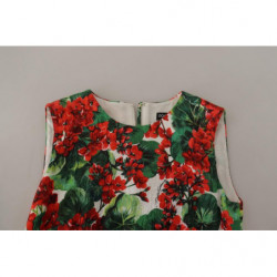 Abito al ginocchio in cotone geranio multicolore - IT36-XXS