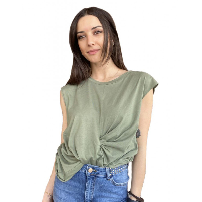 Top e maglietta in cotone verde - XS