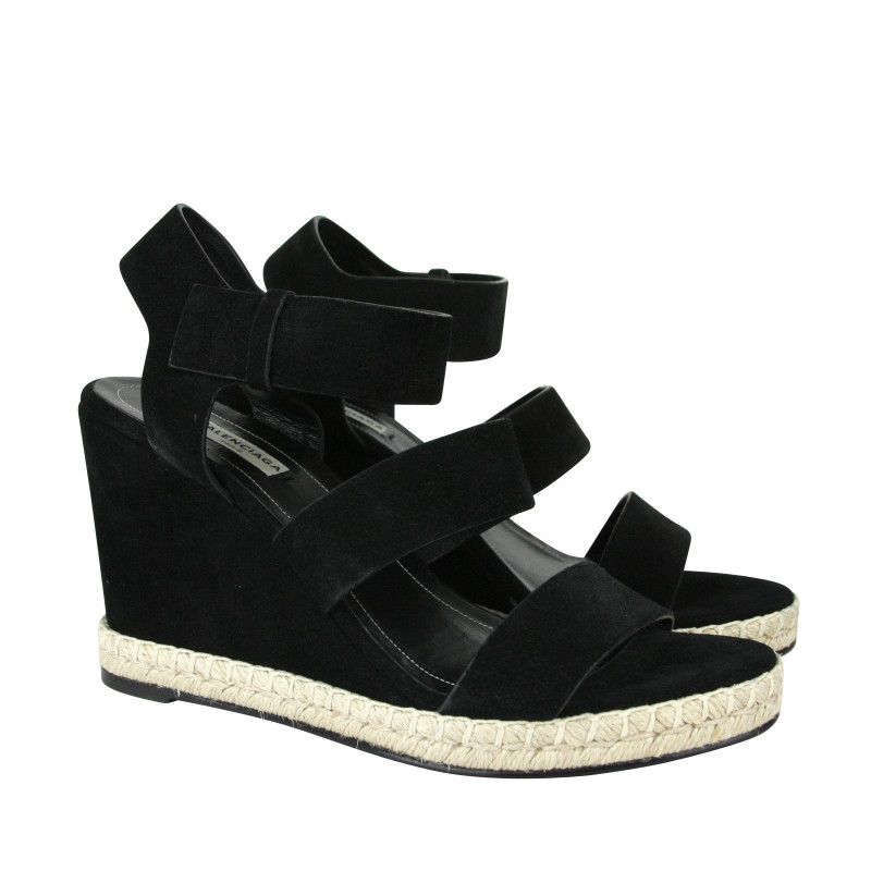 Sandali Zeppa Da Donna Camoscio Nero Zeppa Balenciaga - EU41/US11