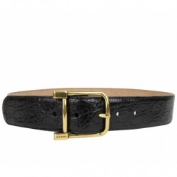 Cintura Gucci da donna coccodrillo nero fibbia quadrata dorata - 10