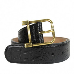 Cintura Gucci da donna coccodrillo nero fibbia quadrata dorata - 10
