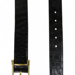 Cintura Gucci da donna coccodrillo nero fibbia quadrata dorata - 10