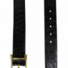 Cintura Gucci da donna coccodrillo nero fibbia quadrata dorata - 10
