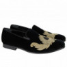 Scarpe slip on velluto nero da uomo Alexander McQueen dettagli rica