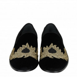 Scarpe slip on velluto nero da uomo Alexander McQueen dettagli rica