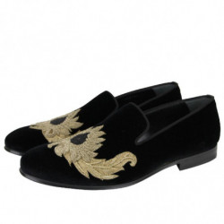 Scarpe slip on velluto nero da uomo Alexander McQueen dettagli rica